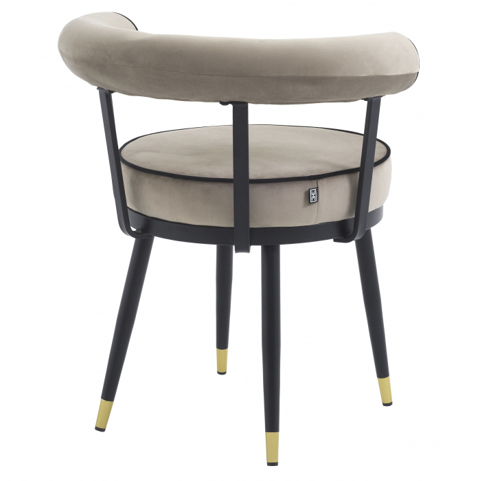 Set 2 scaune rotunde stil retro Vico catifea bej/gri, picioare negre cu auriu | Eichholtz - 114379 [8]