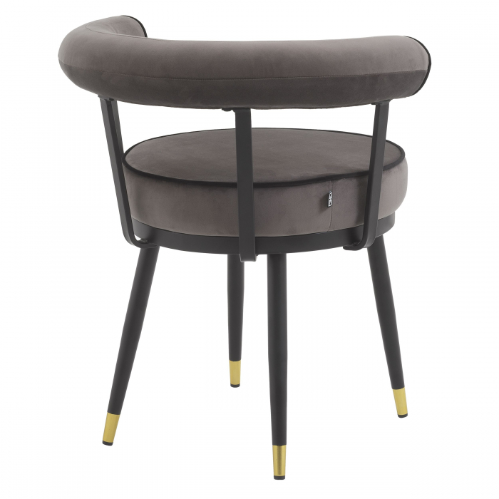 Set 2 scaune rotunde stil retro Vico catifea bej/gri, picioare negre cu auriu | Eichholtz - 114379 [3]