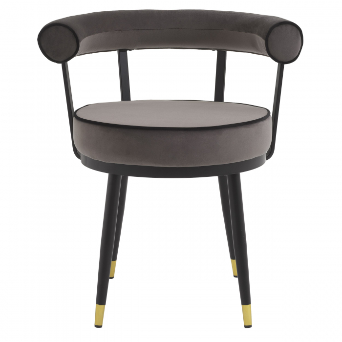 Set 2 scaune rotunde stil retro Vico catifea bej/gri, picioare negre cu auriu | Eichholtz - 114379 [2]