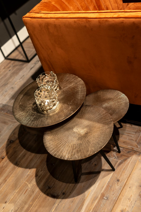 Set 3 masute cafea rotunde negru-auriu Talu, din aluminiu, 825033 - Richmond Interiors [6]