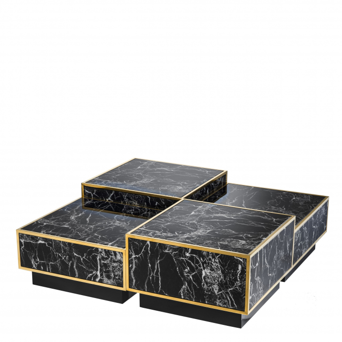 Set 4 masute cafea patrate marmura neagra Concordia, design lux | Eichholtz - 110665 [2]
