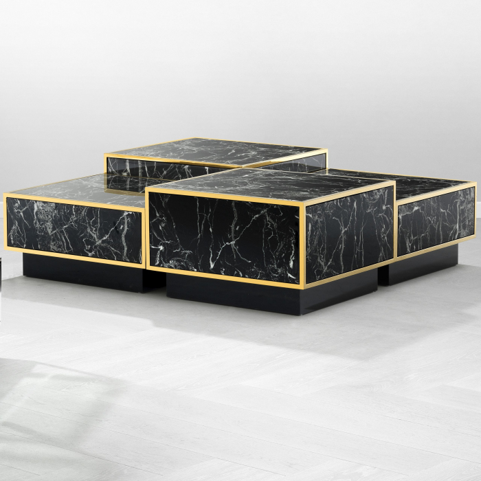 Set 4 masute cafea patrate marmura neagra Concordia, design lux | Eichholtz - 110665 [4]