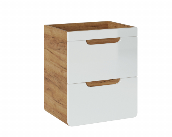 Set baie Aruba 50 cm, MDF alb lucios, stejar auriu [5]