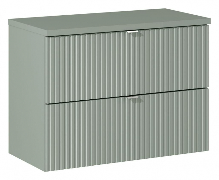 Set baie masca cu sertare + blat si lavoar MDF Line Reed Green 80 cm [2]