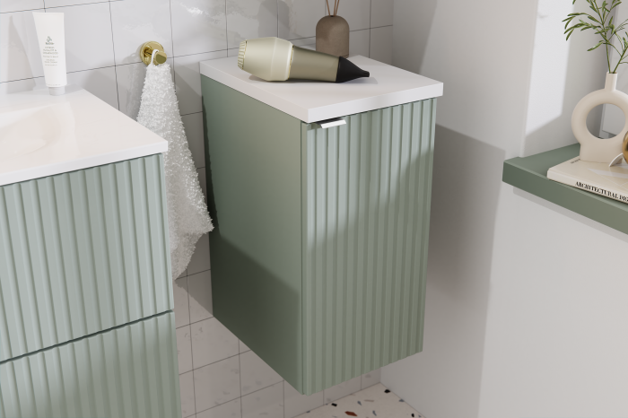 Set baie masca cu sertar + blat si lavoar Line Reed Green 80 cm [4]