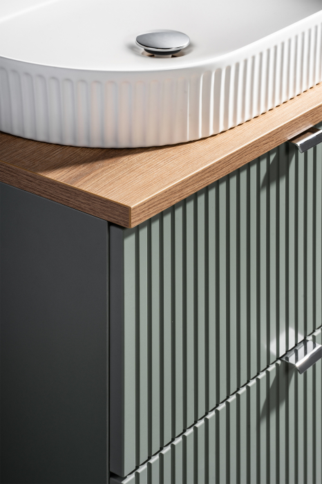 Set baie masca cu sertare + blat MDF Line Reed Green 60 cm [2]