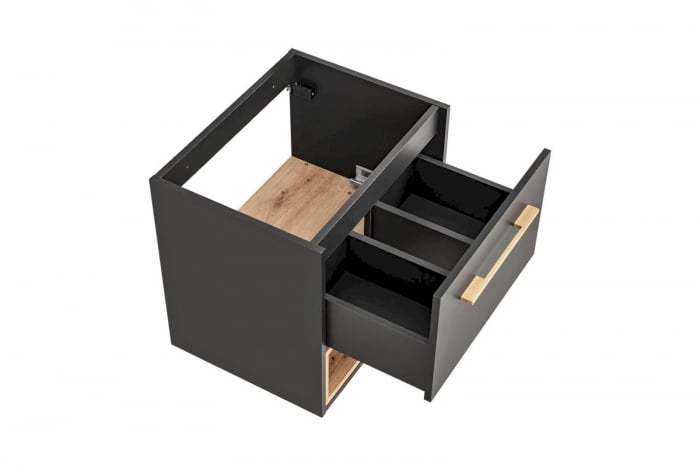 Set baie masca lavoar suspendata si lavoar Borneo Cosmos 60 cm, gri grafit/stejar [5]