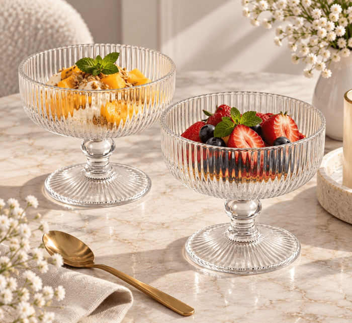Set de 2 boluri pentru desert Deseo 12x12x10 cm, Sticlă Transparent - SHP [2]