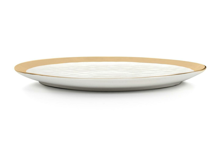 Set de 2 Farfurii Bell 38x2,6x36,8 cm, Porcelany Szkliwionej Alb-Auriu - Kare Design [3]
