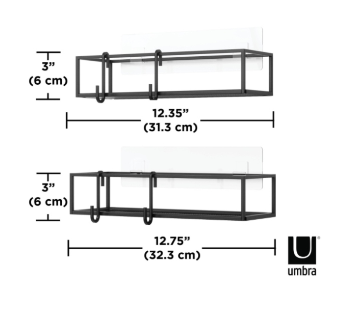 Set de 2 Rafturi de Duș Cubiko 12x6x32 cm, Metal Negru - Umbra [5]