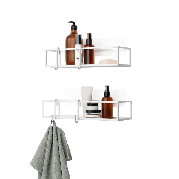 Set de 2 Rafturi de Duș Cubiko 12x6x32 cm, Metal - Umbra [4]