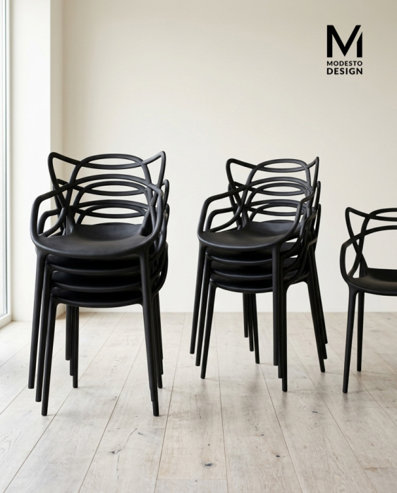 Set de 2 Scaune Hilo 55x58x81 cm, Polipropilenă Negru - Modesto Design [11]