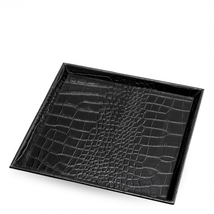   Set de 2 tăvi pentru birou Scaleo din piele neagră cu embosare croco 118782 EICHHOLTZ [5]