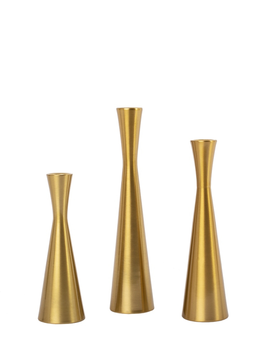 Set de 3 Sfeșnice Trio 6x6x26,5 cm, Metal Auriu Aur Periat - SHP [2]
