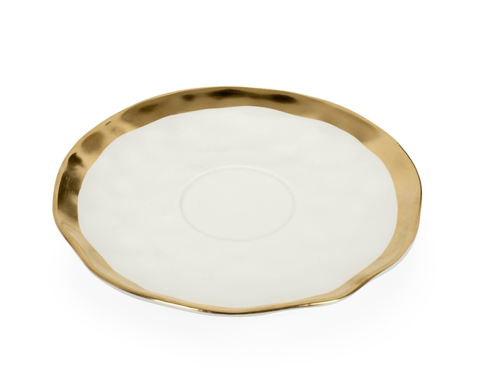 Set de 4 Căni Bell 14,5x14,5x10,5 cm, Porcelană Glazurată Alb și Auriu - Kare Design [6]