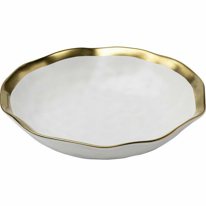 Set de 4 Farfurii Adânci Bell 20x20x5 cm, Porcelană Glazurată Alb Auriu - Kare Design [2]