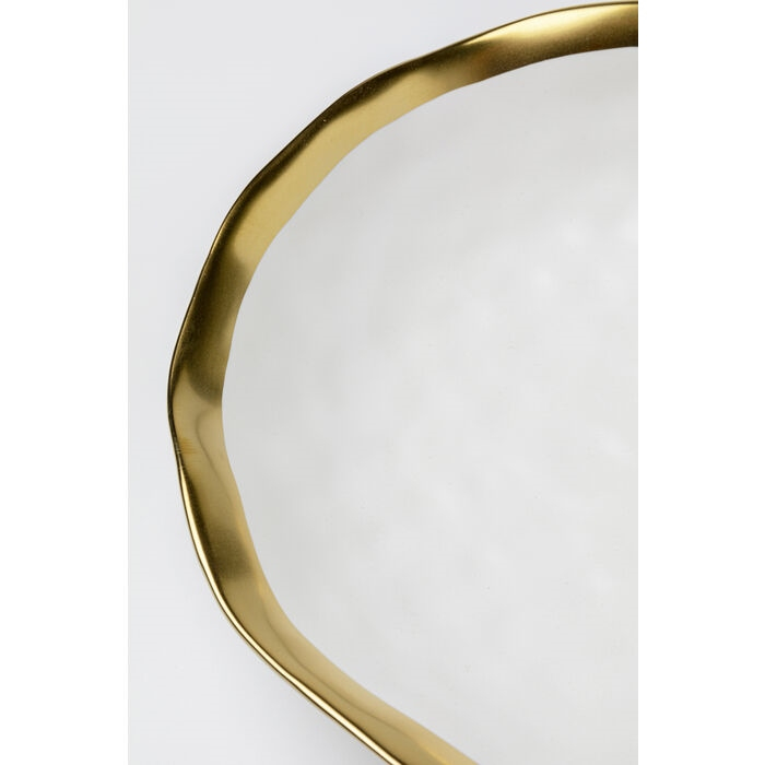 Set de 4 Farfurii Adânci Bell 20x20x5 cm, Porcelană Glazurată Alb Auriu - Kare Design [4]