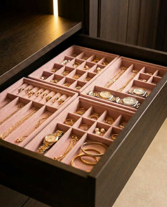 Set de 4 Organizatoare de Bijuterii Sorrel 21x2,2x12,5 cm, Catifea Roz - SHP [9]