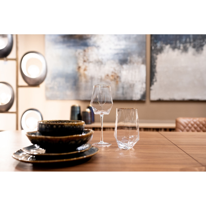 Set de 4 Pahare Diamond Rim 510 5x8x15 cm, Sticlă Transparent Auriu - Kare Design [5]