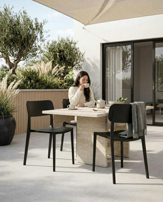 Set de 4 Scaune Agat Premium 53x49x80 cm, Polipropilenă Negru - King Home [9]