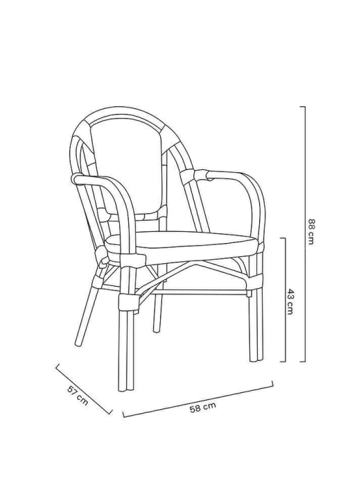 Set de 4 Scaune de Grădină Cafe Paris Arm 57x57x88 cm - King Home [10]