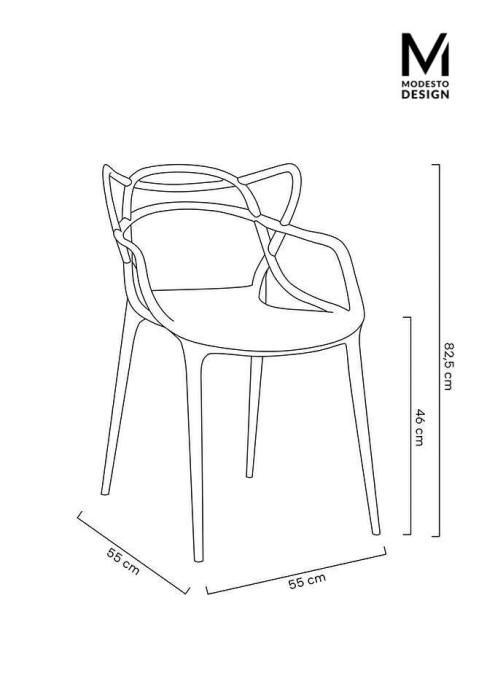 Set de 4 Scaune Hilo 55x58x81 cm, Polipropilenă Negru - Modesto Design [12]