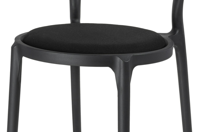 Set de 4 Scaune Slim 43,5x55,5x83 cm, Polipropilenă și Țesătură Negru - King Home [7]