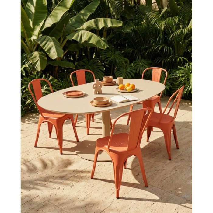 Set de 4 Scaune Tower Paris Pp 46x50x86 cm, Plastic Portocaliu Finisaj Mat - King Home [7]
