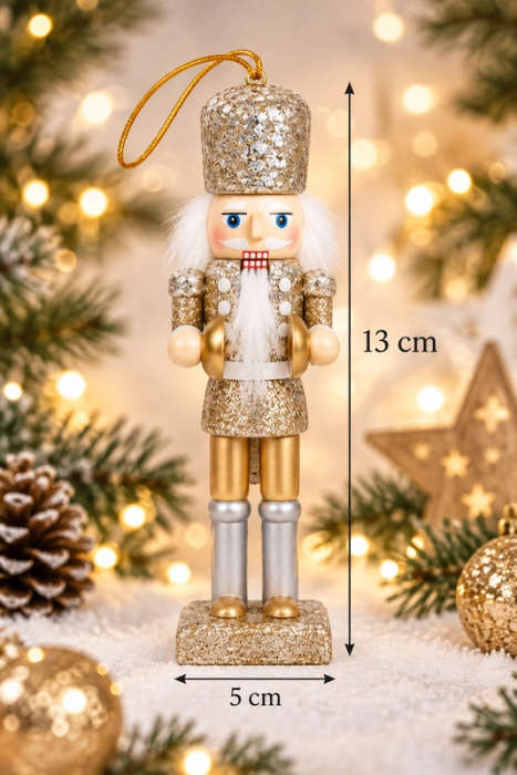 Set de 5 decorațiuni de Crăciun / spargătoare de nuci Cracker, Auriu - SHP [3]