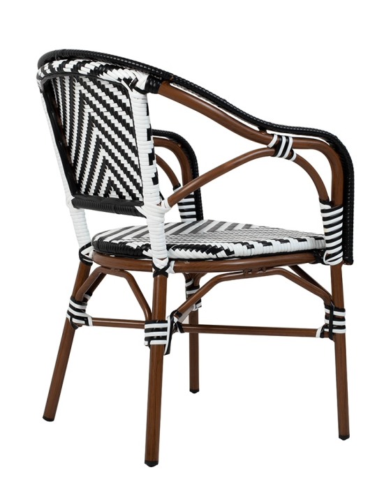 Set de 6 Scaune de Grădină Cafe Azure 60x62x83 cm, Alb, Negru Efect Lemn Nuc - King Home [3]