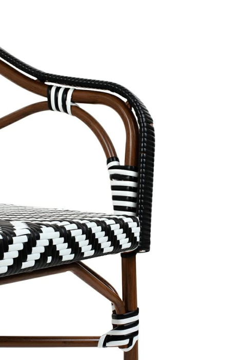 Set de 6 Scaune de Grădină Cafe Azure 60x62x83 cm, Alb, Negru Efect Lemn Nuc - King Home [5]