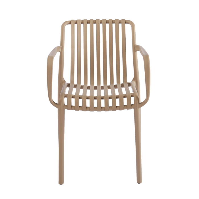 Set de 6 Scaune Strips Arm UV 40x40x78 cm, Plastic Bej - King Home [3]