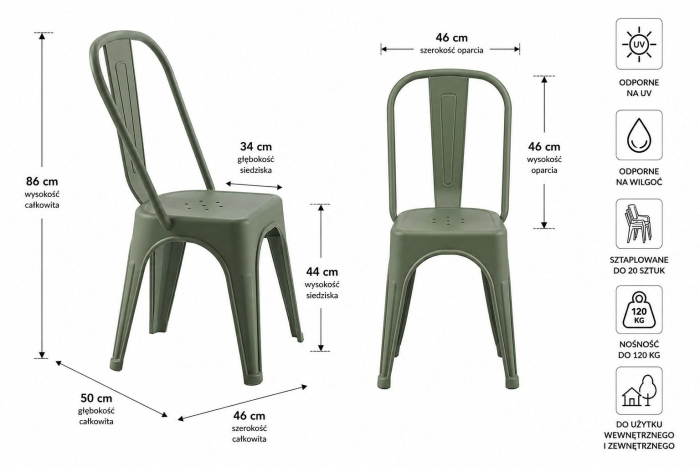 Set de 6 Scaune Tower Paris PP 46x50x86 cm, Plastic Verde Închis - King Home [5]