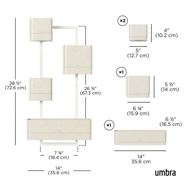 Set de Ghivece Cubiko Alb din Plastic și Fibră Lemnoasă Reciclată Alb, 36x18x72cm, Umbra 1018767-1313 [10]