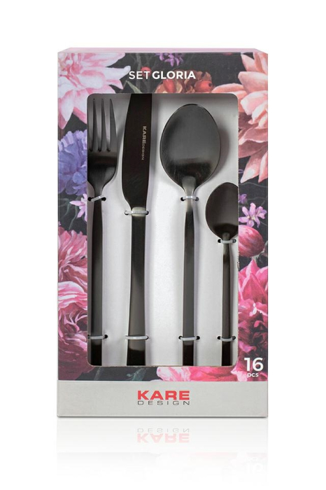 Set de Tacâmuri Gloria Matt Black 14,2x25x6 cm, Oțel Inoxidabil Acoperit cu Titan Negru Mat - Kare Design [7]
