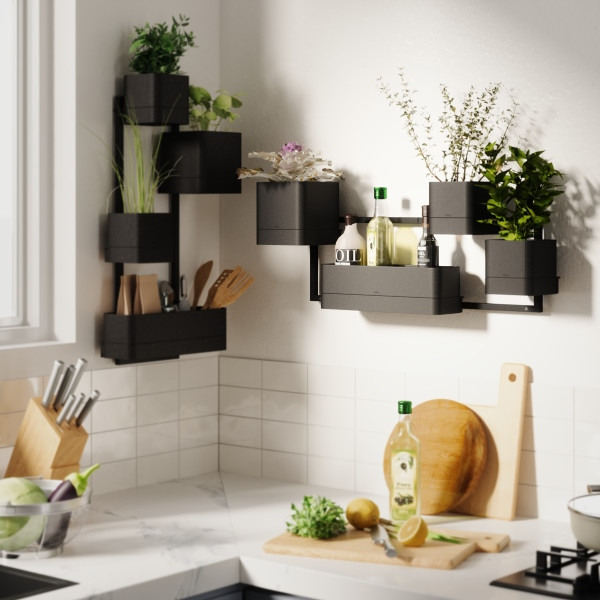 Set Ghivece Cubiko 36x18x72 cm, Plastic și Fibre Lemnoase Negru - Umbra [8]