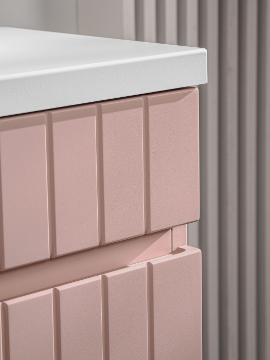 SET ICONIC ROSE MDF RIFLAT 80 cm + DULAP, oglinda, led si lavoar aplicat [2]