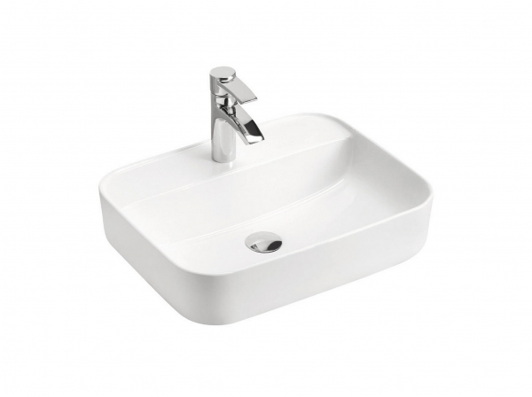 Set baie lavoar aplicat + masca 80 cm, MDF lucios alb, stejar auriu, Aruba COMAD [3]