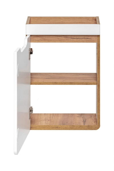 Set lavoar + masca Aruba 40 cm, MDF alb lucios, stejar auriu [3]