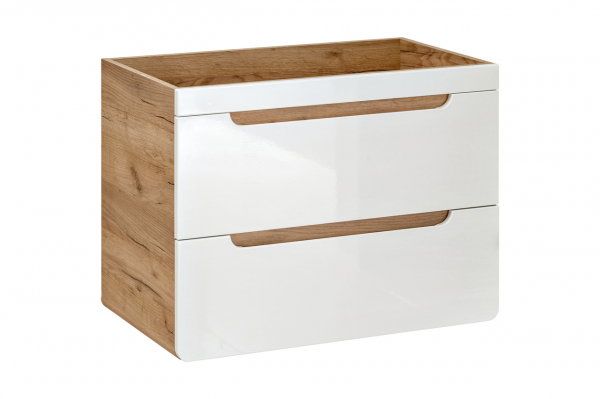 Set lavoar + masca Aruba White 60 cm, MDF alb lucios, stejar auriu [2]