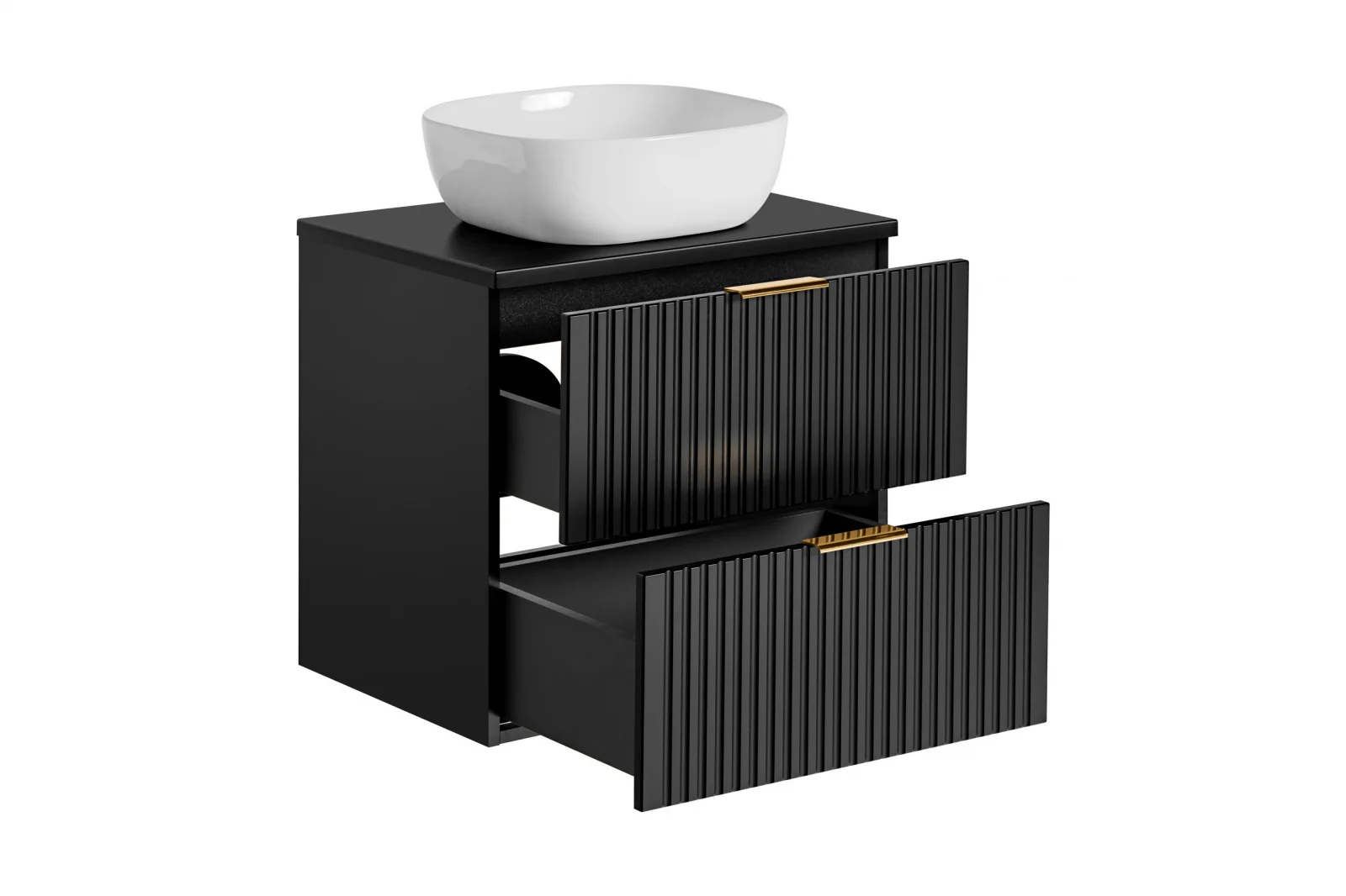SET MASCA + BLAT ȘI LAVOAR APLICAT ADEL BLACK 60 CM, MDF RIFLAT, CULOARE NEGRU [6]