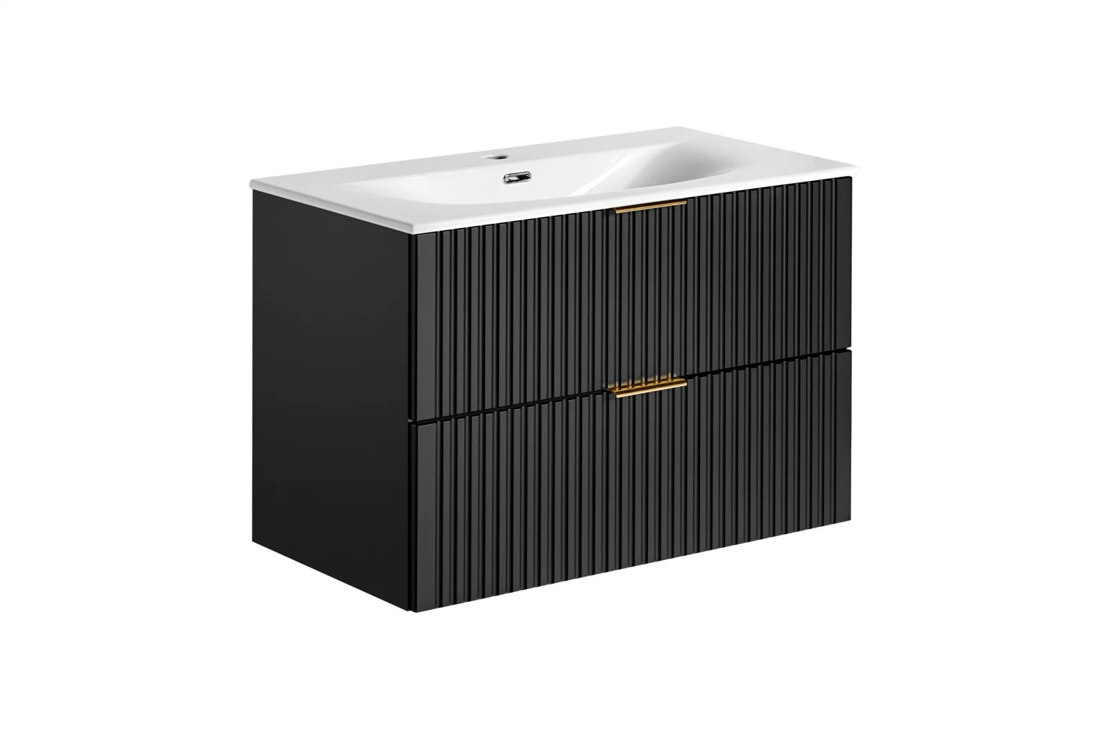 SET MASCA + LAVOAR INCASTRAT ADEL BLACK 80 CM, MDF RIFLAT, CULOARE NEGRU - Comad [2]