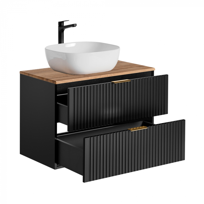 Set masca +blat stejar si lavoar aplicat ADEL BLACK 80 cm [2]