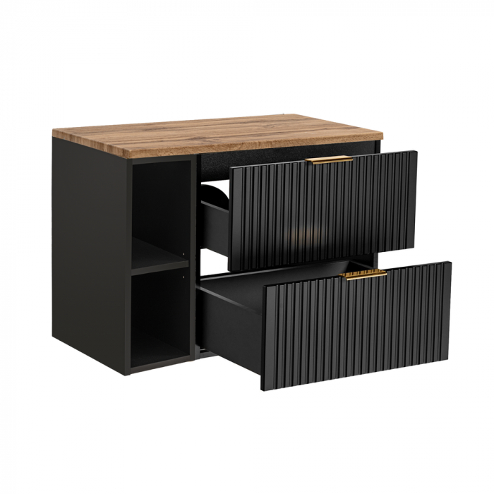 SET MASCA + BLAT WOTAN  ȘI EXTENSIE ADEL BLACK 80 CM, MDF RIFLAT [2]