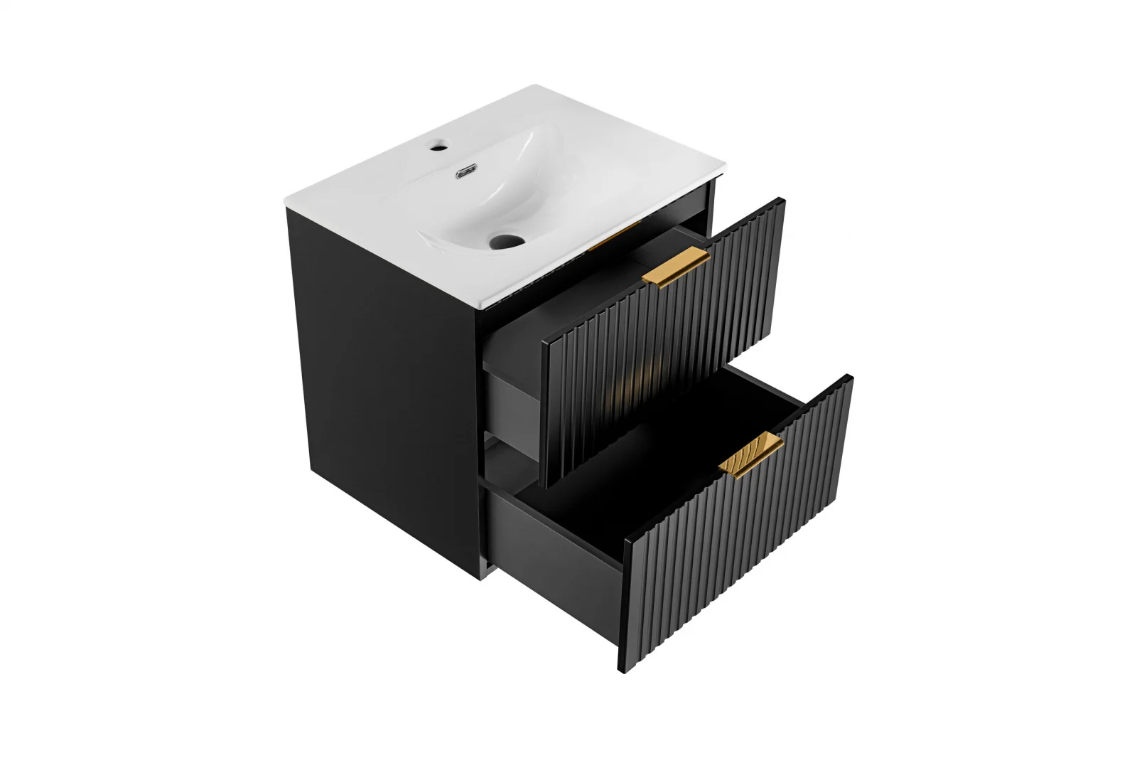 SET MASCA + LAVOAR INCASTRAT ADEL BLACK 60 CM, MDF RIFLAT, CULOARE NEGRU - Comad [2]