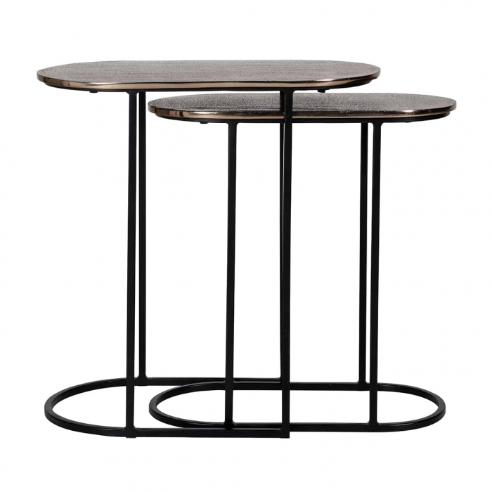 Set masute cafea ovale inalte metal auriu sampanie Tor 57x26 cm, design lux industrial, 825061 - Richmond Interiors [4]