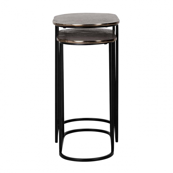 Set masute cafea ovale inalte metal auriu sampanie Tor 57x26 cm, design lux industrial, 825061 - Richmond Interiors [2]