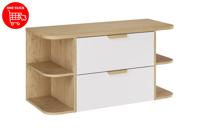 Set Mobilier Aster White 100 cm, cu blat, Alb Mat cu Mânere Stejar Cremona - COMAD [2]