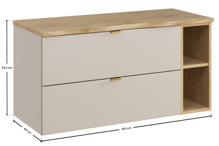 Set Mobilier Baie Dalia Cashmere 100 cm, cu blat, Stejar Cremona, Cașmir Mat - COMAD [3]