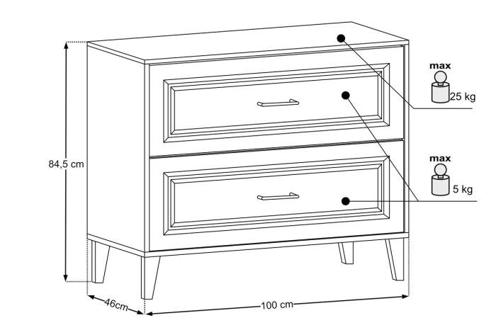 Set mobilier 100 cm cu blat Dorothy Ristretto SET-DOR B 100CM COMAD [3]